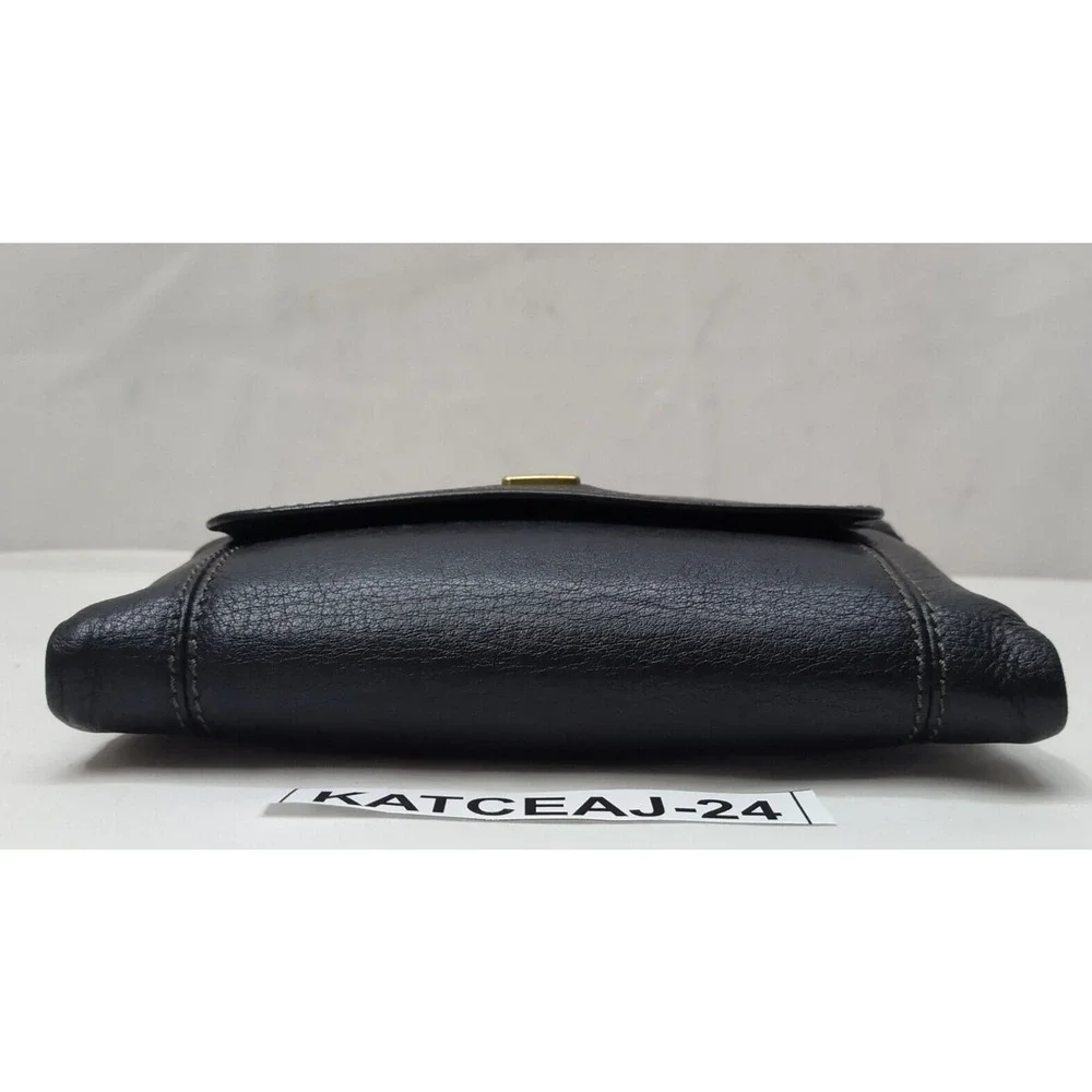 Fossil Black Pebbled Leather Credit Card ID Window Zipper Closure Wallet
